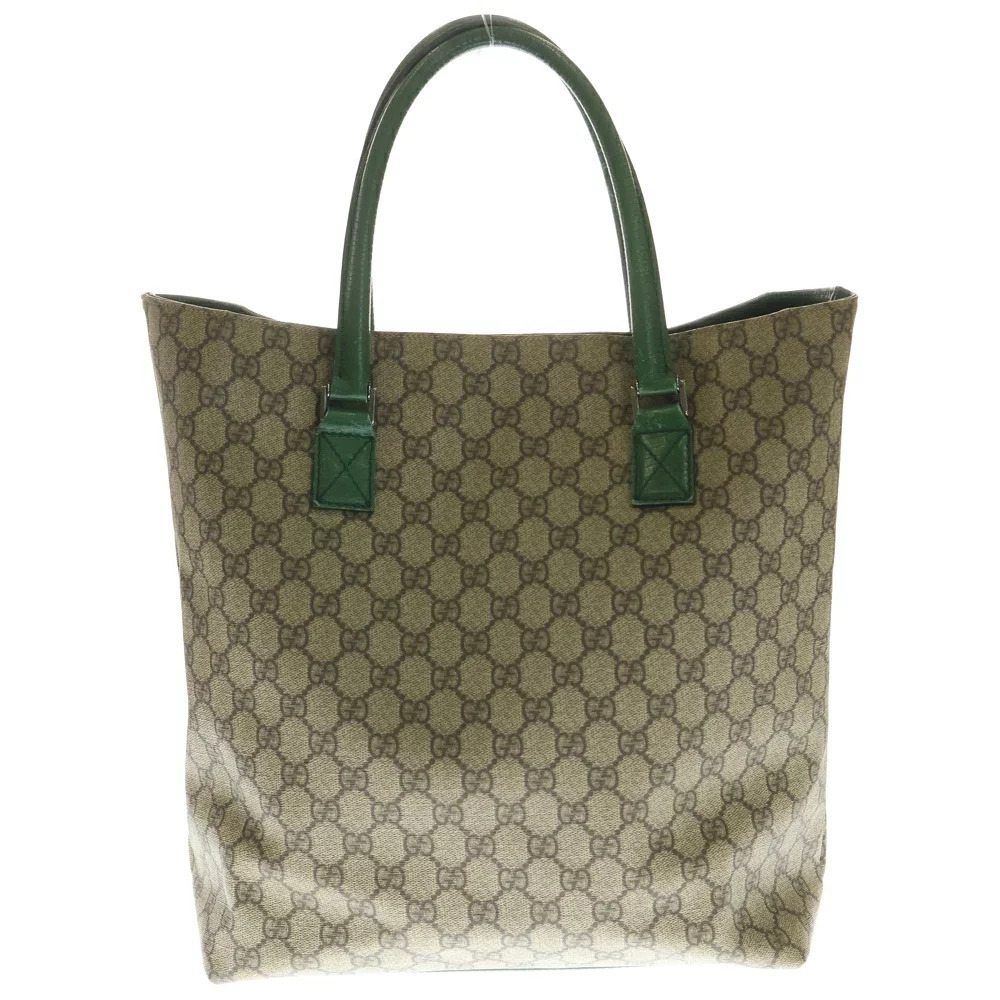 Gucci Leather Green Tote GG Hand Beige Supreme Bag